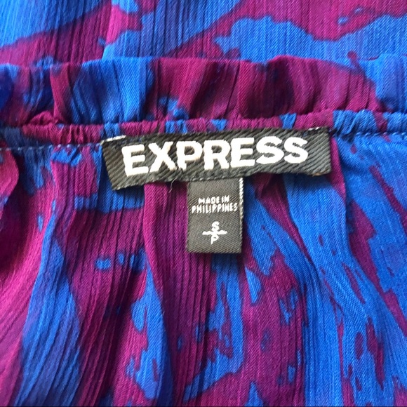 Express Sheer Print Bubble Hem Peasant Blouse - Picture 3 of 5